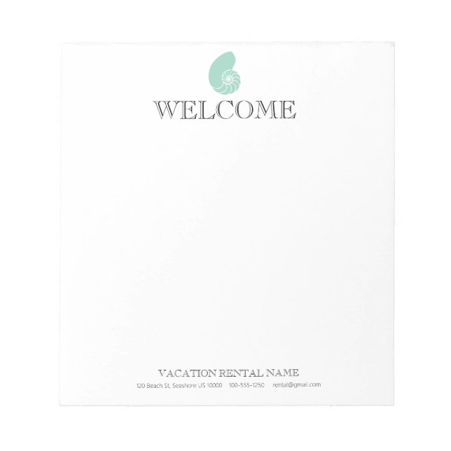 Vacation Rental WELCOME NOTES - NAUTILUS  (Front)