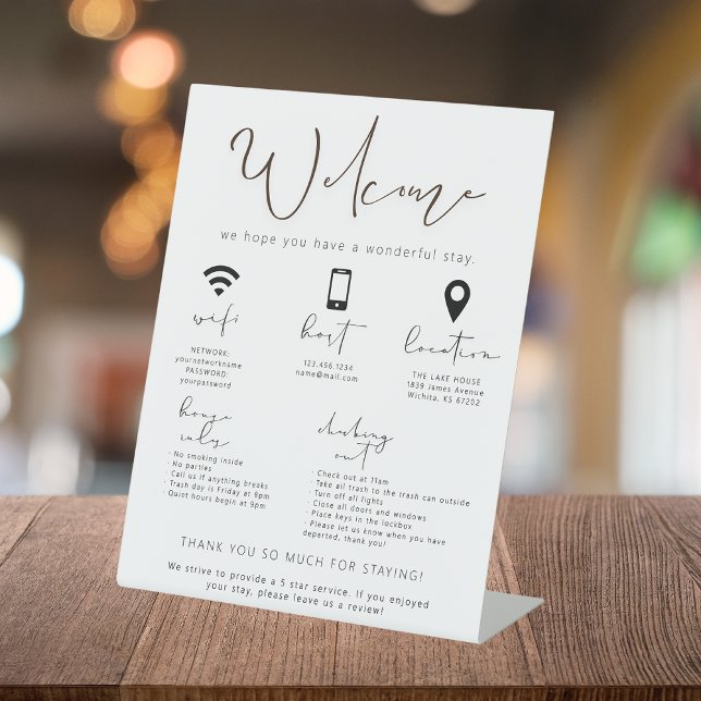 Vacation Rental Welcome Sign Guest Arrival Info (Creator Uploaded)