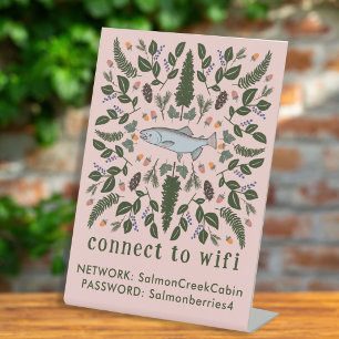 Vacation Rental WIFI Login Password Salmon Nature Pedestal Sign