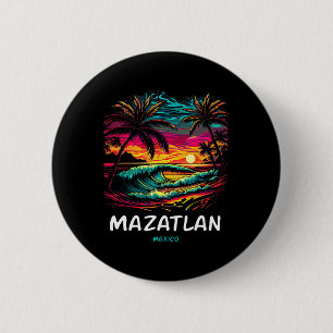 Vacation Souvenir Palm Tree Mazatlan  6 Cm Round Badge