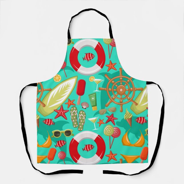 vacation summer beach pattern     apron (Front)