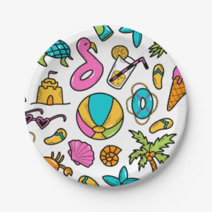 vacation summer beach pattern for fun      paper plate