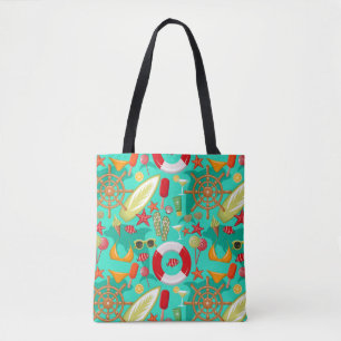 vacation summer beach pattern tote bag
