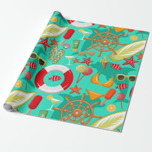 vacation summer beach pattern wrapping paper