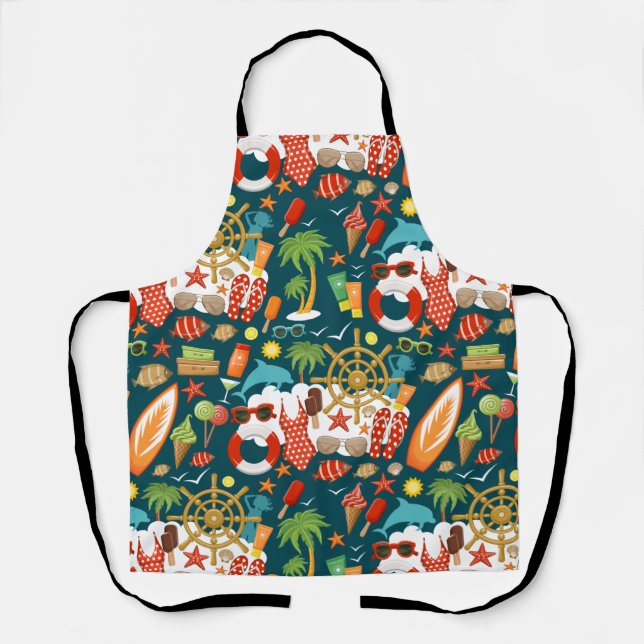 vacation summer party beach pattern     apron (Front)