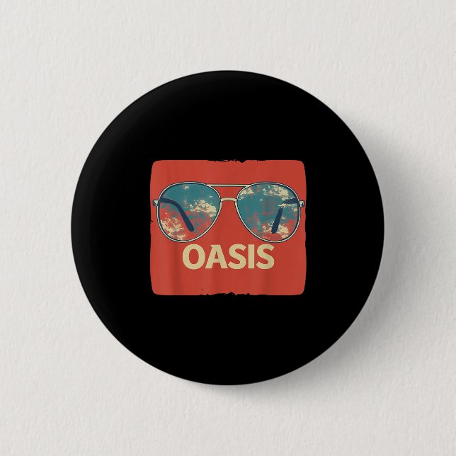 Vacation Sungles With Cool Oasis Statement  6 Cm Round Badge (Front)