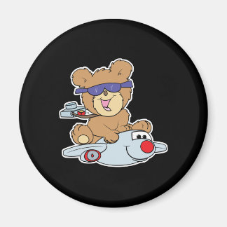 vacation teddy bear in plane magnet