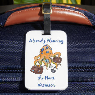 Vacation Travel Beach Hand-drawn Octopus Luggage Tag