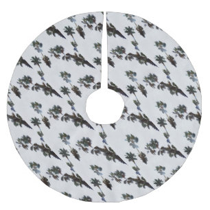 Vacation Tropical Palms Artistic Watercolor Brushed Polyester Tree Skirt