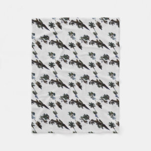 Vacation Tropical Palms Artistic Watercolor Fleece Blanket