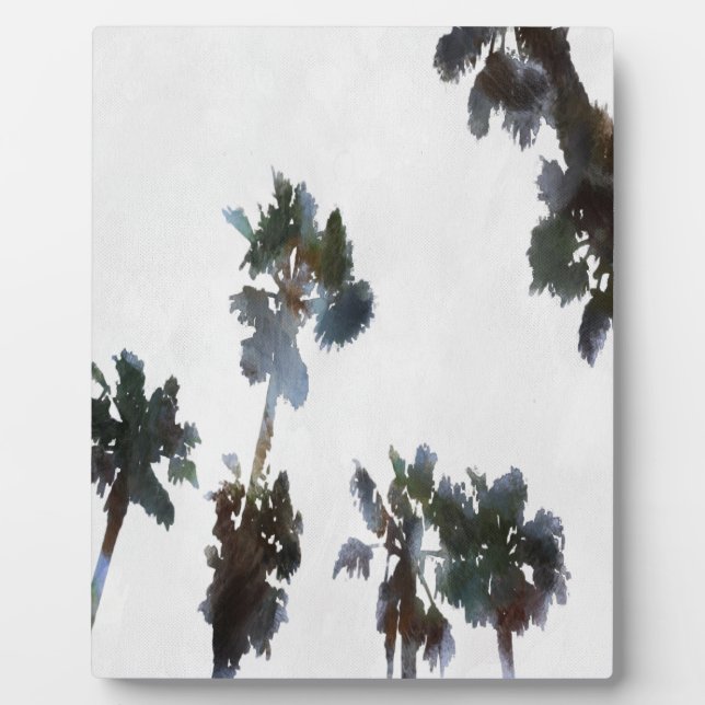 Vacation Tropical Palms Artistic Watercolor  Plaque (Front)