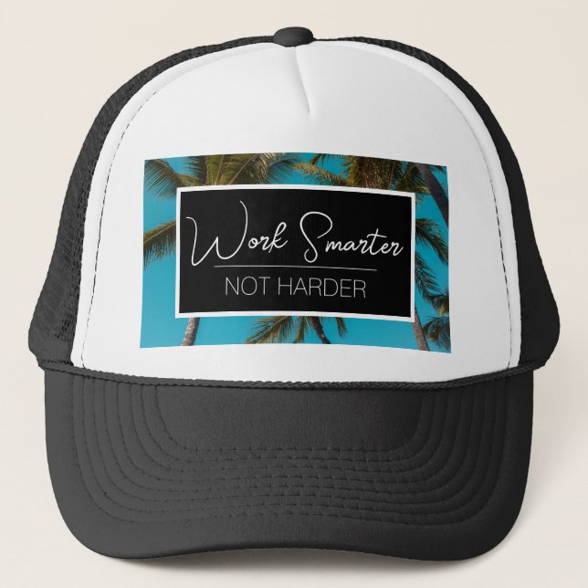 Vacation trucker hat (black) (Front)