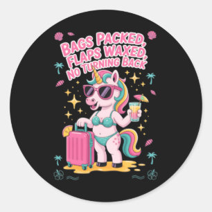 Vacation Unicorn Bags Packed Fun Travel Classic Round Sticker