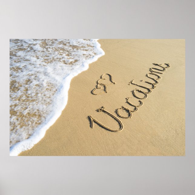 Vacations carved sign on the beach sand (Front)