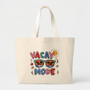 Vacay Mode Beach Jumbo Retro Summer Travel Large Tote Bag