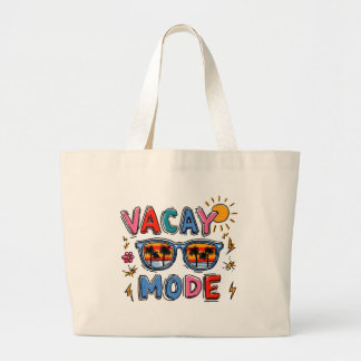Vacay Mode Beach Jumbo Retro Summer Travel Large Tote Bag
