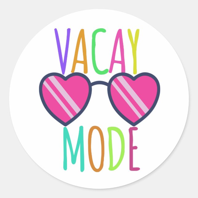 Vacay Mode Classic Round Sticker (Front)