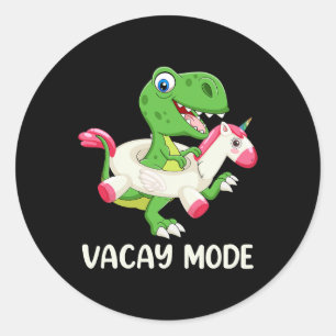 Vacay Mode Family Beach Vacation Cute Dinosaur Classic Round Sticker