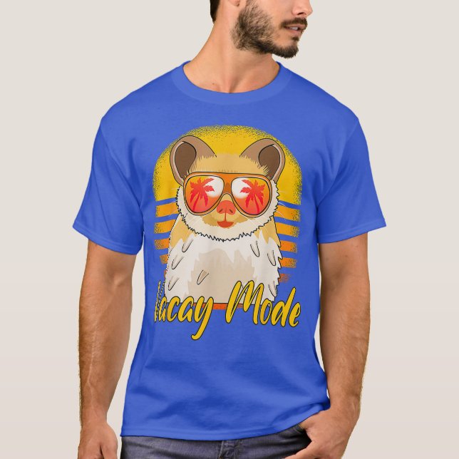 Vacay Mode Retro Sunset Beach Vacation Hamster T-Shirt (Front)