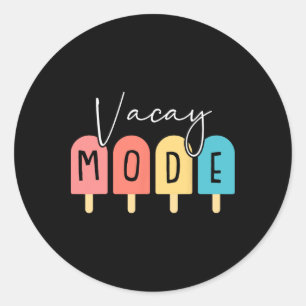 Vacay Mode Summer Family Vacation Beach Cruise Mat Classic Round Sticker