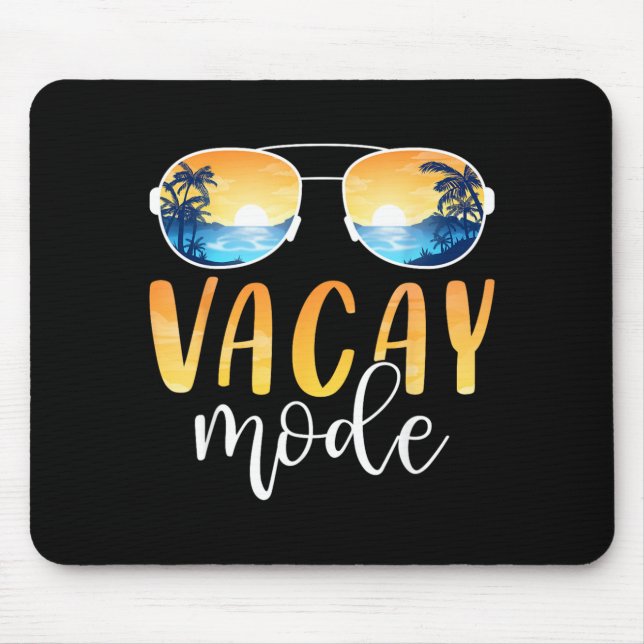 Vacay Mode Summer Sunglasses Palm Tree Sunset Mouse Pad (Front)