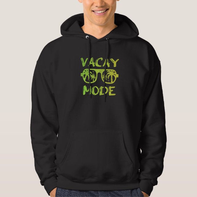 Vacay Mode Sunglasses Palm Trees Trip Tan Summer B Hoodie (Front)