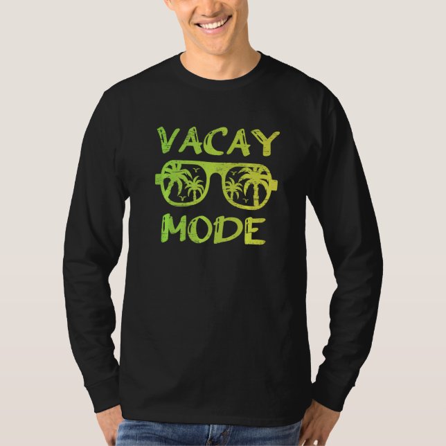 Vacay Mode Sunglasses Palm Trees Trip Tan Summer B T-Shirt (Front)
