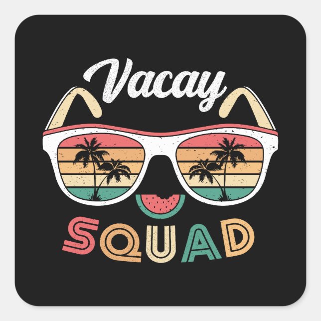 Vacay Squad Funny Beach Summer Vacation Square Sticker (Front)