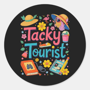 Vacay Tacky Tourist Outfit Wacky Cruise Costume Classic Round Sticker