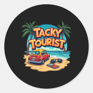 Vacay Tacky Tourist Outfit Wacky Cruise Costume Id Classic Round Sticker