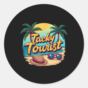 Vacay Tacky Tourist Outfit Wacky Cruise Costume Id Classic Round Sticker