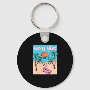 Vacay vibes beach flamingo summer vacation key ring