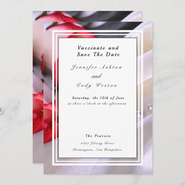 Vaccinate Leave Quarantine Behind Wedding Roses Save The Date (Front/Back)