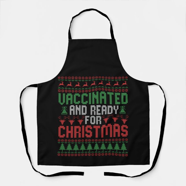 Vaccinated and Ready For Hallwoeen Ugly Sweater Apron (Front)