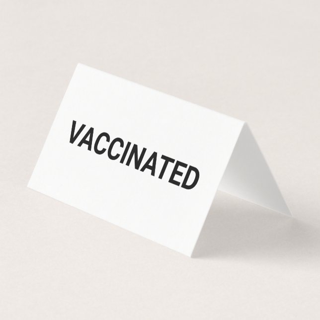 Vaccinated, black white customisable folded card (Front)