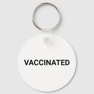 Vaccinated, black white simple custom key ring