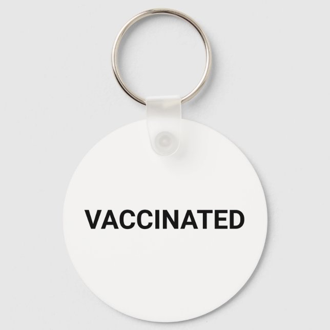 Vaccinated, black white simple custom key ring (Front)