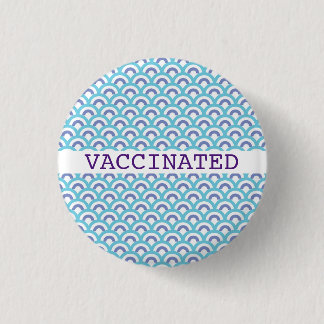 VACCINATED blue clouds printed 3 Cm Round Badge