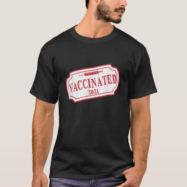 VACCINATED Certified Approved Red Rubber Stamp Sty T-Shirt (Front)