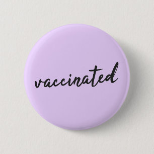 Vaccinated   Covid-19 Lilac Purple Modern Script 6 Cm Round Badge