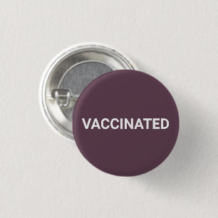 Vaccinated, eggplant purple white pin button