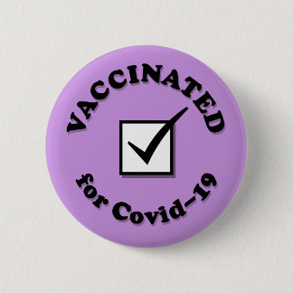 Vaccinated For Covid-19 Checkbox Purple 6 Cm Round Badge