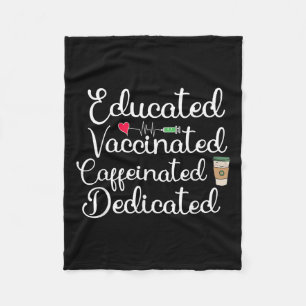 Vaccinated Funny Humour Graphic Joke Quote Nurse C Fleece Blanket