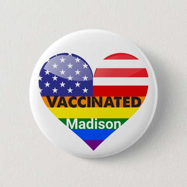 Vaccinated Heart 6 Cm Round Badge (Front)
