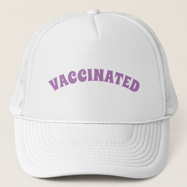 Vaccinated lavender and white trucker hat (Front)