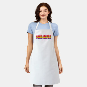 Vaccinated pride lgbt gay queer retro rainbow apron