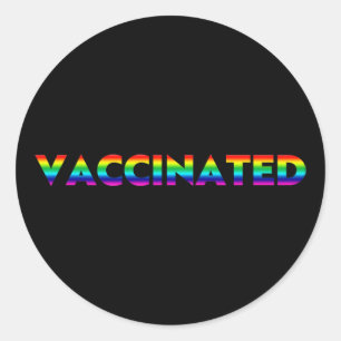 Vaccinated pride lgbt lgbtq gay rainbow black classic round sticker