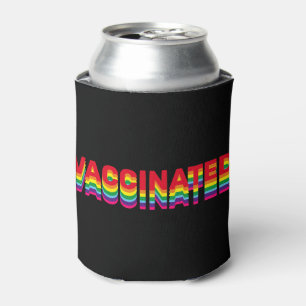 Vaccinated pride lgbt rainbow retro colours black can cooler