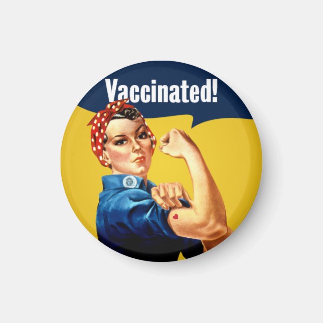 Vaccinated Rosie the Riveter Magnet w/ heart (Front)