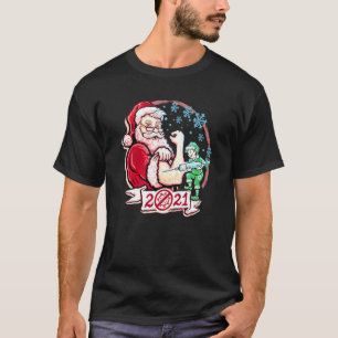 Vaccinated Santa Claus Christmas 2021 Funny Vaccin T-Shirt